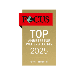 Focus Siegel mit der Auszeichnung Top Anbieter für Weiterbildung 2025.