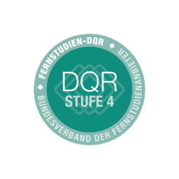 Siegel des Bundesverband der Fernstudienanbieter mit der DQR Stufe 4.