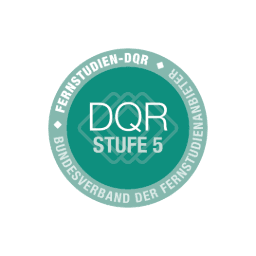 Siegel des Bundesverband der Fernstudienanbieter mit der DQR Stufe 5.